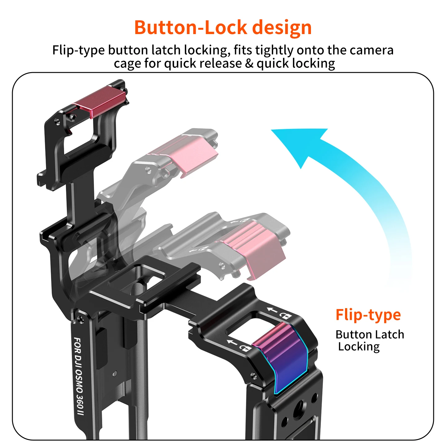 Leichter Aluminium-Kamerakäfig für DJI Osmo 360 II Action, Hohlstruktur, keine zusätzliche Belastung, Sturzschutz, Erweiterungsschutz-Rig – Detail 5