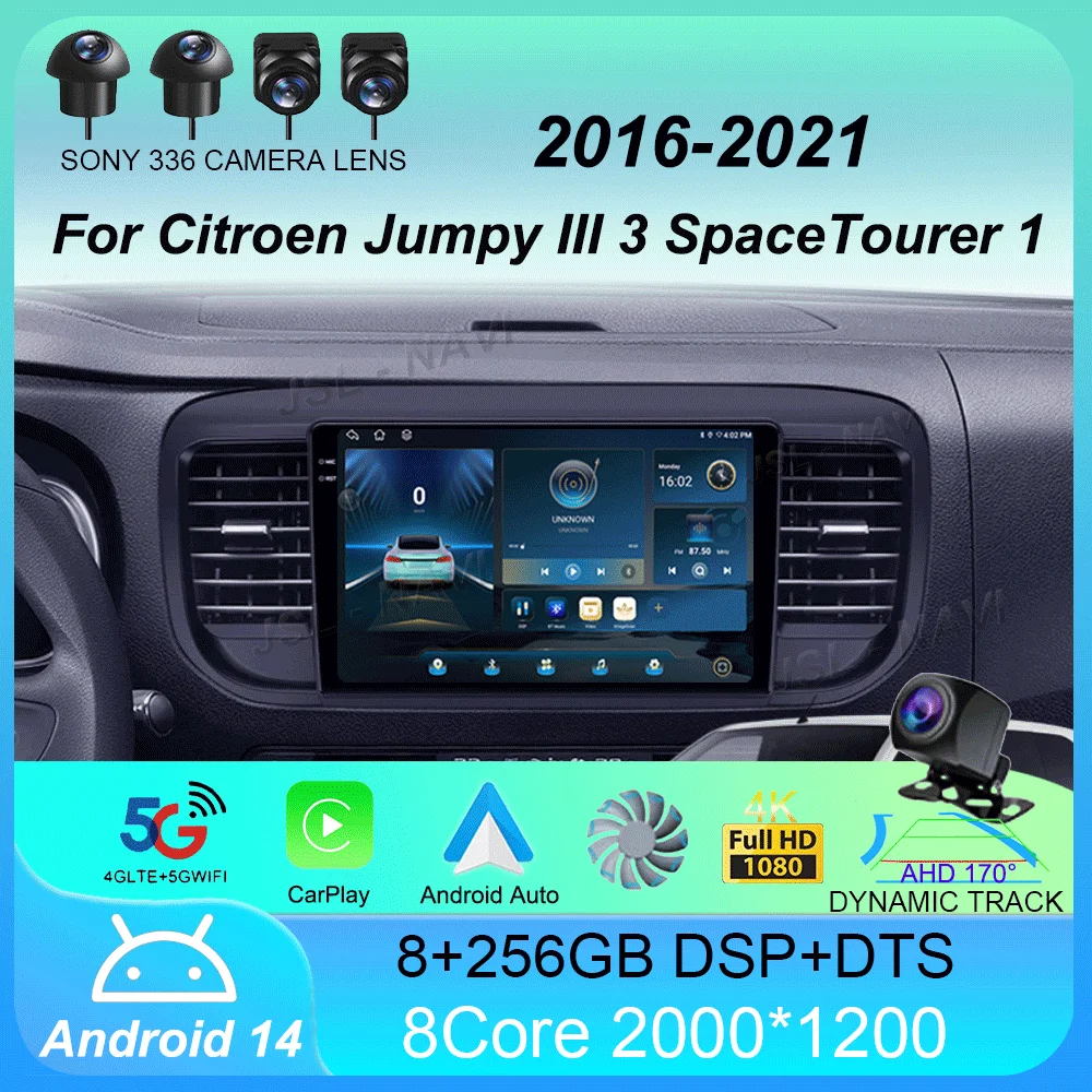 Android 14 Carplay For Citroen Jumpy III 3 SpaceTourer 1 For Peugeot Expert 3 2016 2017 2018 - 2021 Multimedia Player Car Radio