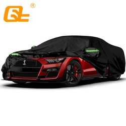 Waterproof Car Cover Fit 2005-2024 Ford Mustang with Zipper Door & Windproof Bands  for Snow Rain Dust Hail Protection