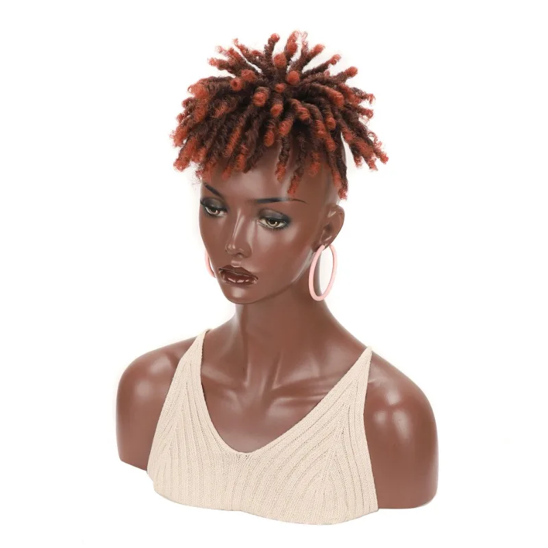 Perruque Synthétique Tressée avec réinitialisation, Demi-Perruque, Dreadlocks, Chapeau, Noir, Rouge, Doux, Court, Accessoires