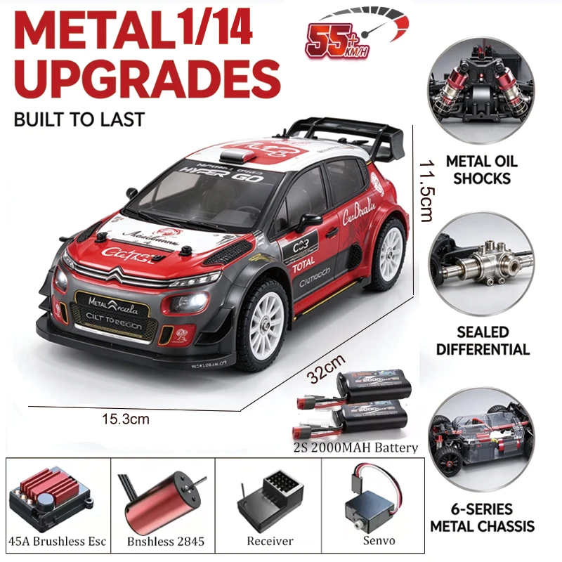 Hyper Go MJX 14304 14303 55km/h RC Drift Car for Adults with Gyro 4WD RTR High Speed Remote Control  RC Cars Truck Toy and Gifts