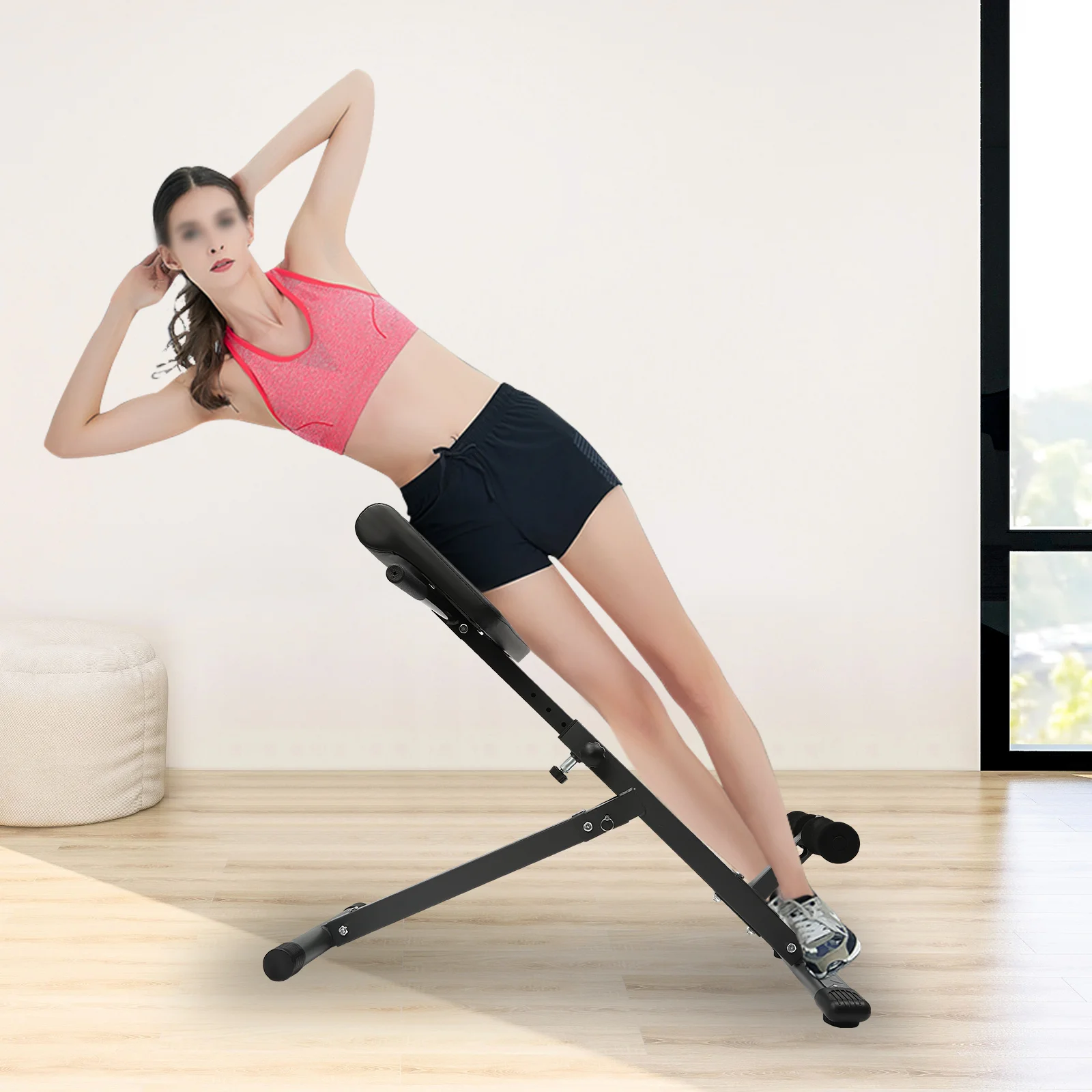 BYMAOCAR Adjustable Hyperextension Roman Chair Back Extension Workout Bench, Max 330 Lbs Weight Capacity Portable Home Gym Fitness Equipment for Core Glute Hamstring Training