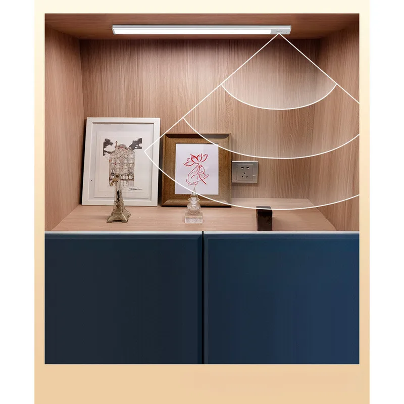 LED Cabinet Light Strip Rechargeable Human Sensor Kitchen Wardrobe Wine Cabinet Light Bar Magnetic Shoe Closet Wireless