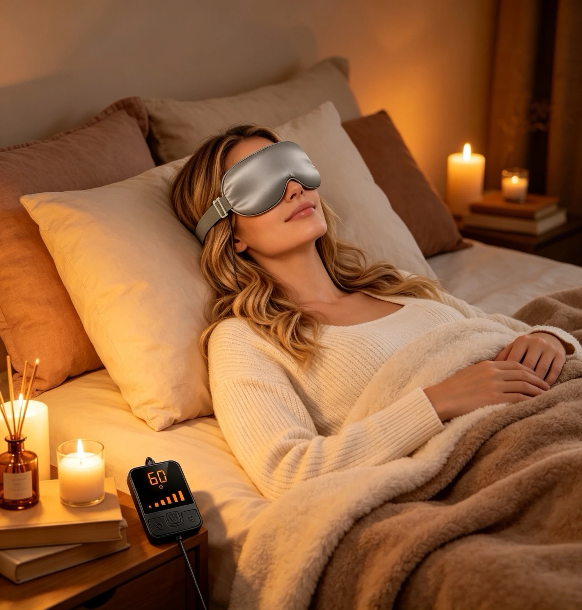 USB Portable Eye Heating Pad,Warm Compress for Tired Eyes, 6 Adjustable Temperature & Timer Settings, Washable Eye Masks