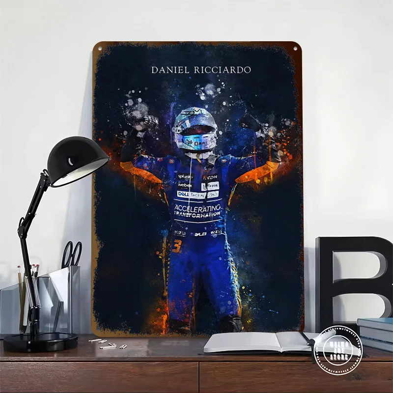 Daniel Ricciardo Poster Customized Vintage Metal Signs Wall Art Retro Tin Plaque for Home Decor Room Bedroom Decoration Gaming