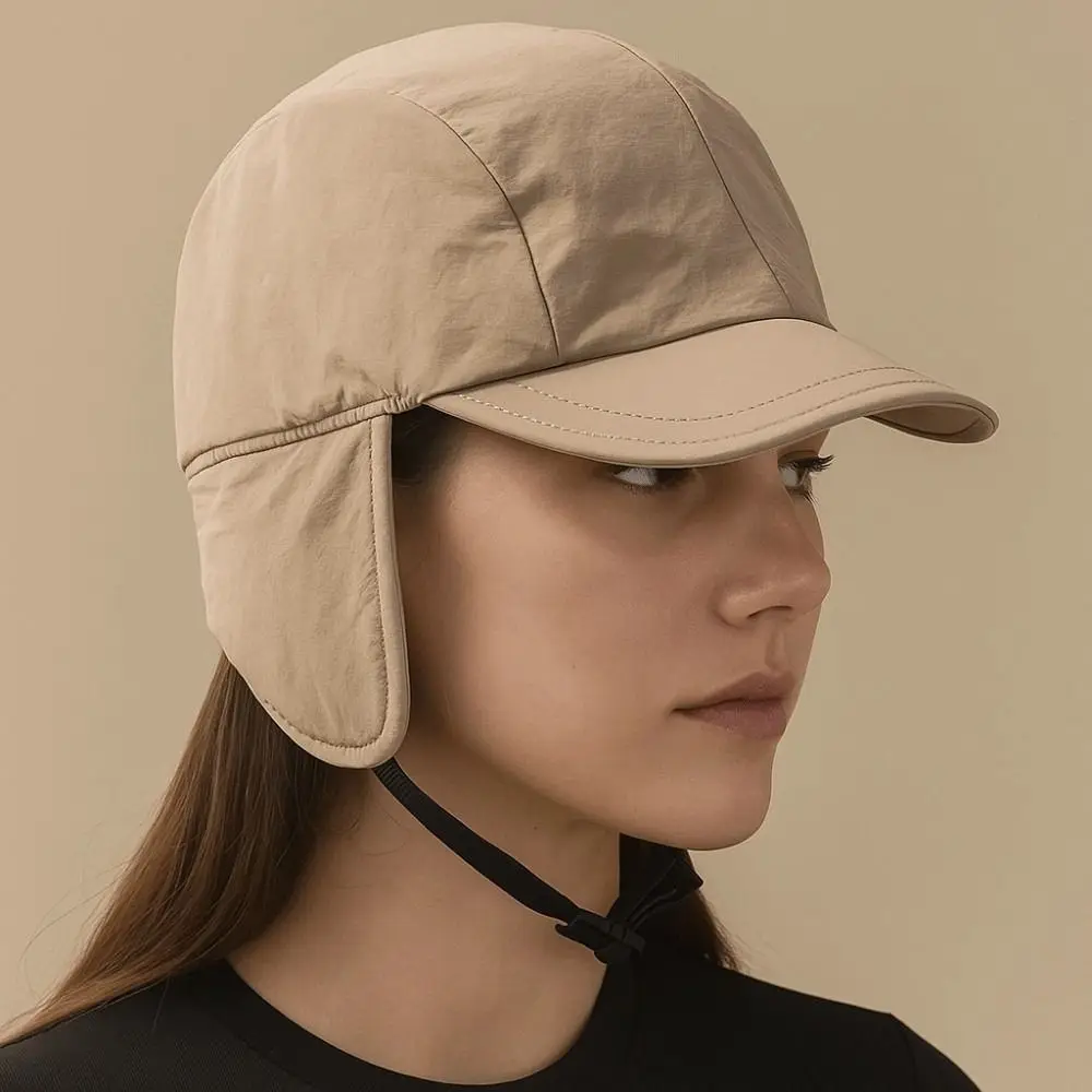 

Japanese Style Ear Protection Ushanka Multi-functional Thickened Earflaps Visor Hat Solid Color Soft Windproof Pilot Cap Skiing