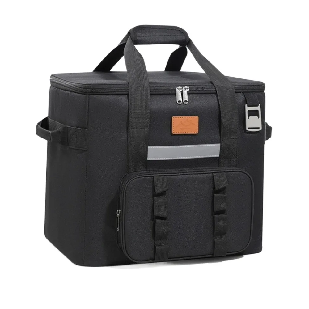 

Rolling Insulated Cooler Bag Double Layers Large Capacity Picnic Trolley Box Thickened Leak Proof Tie Rod Picnic Bag