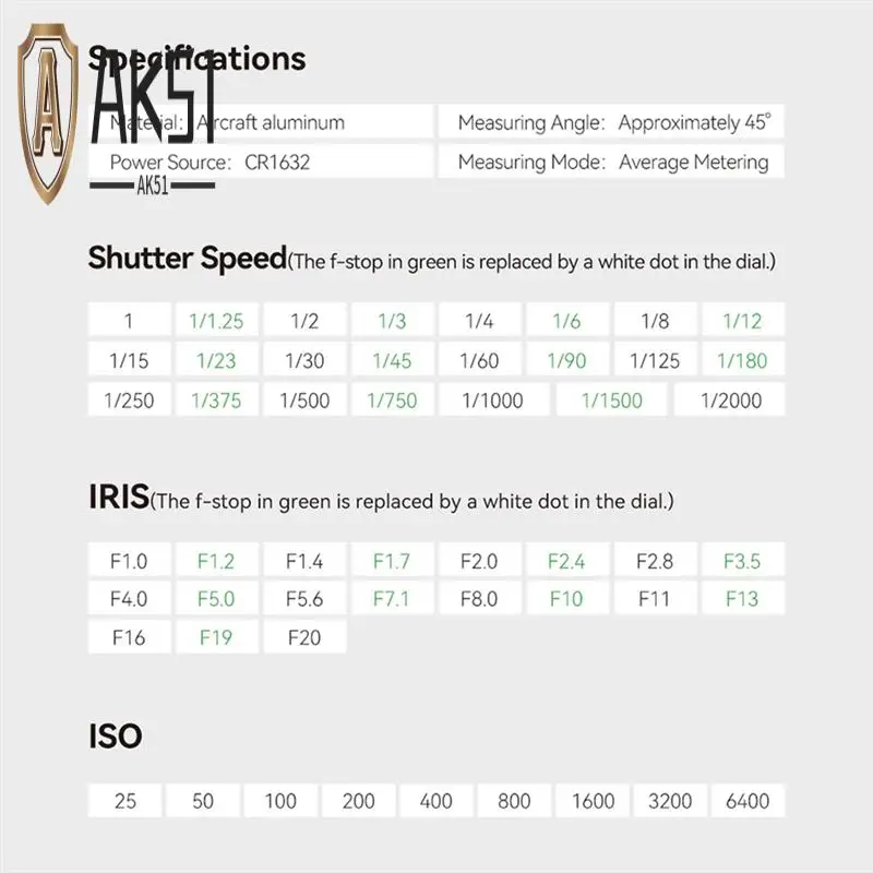 

AK51-Light Meter II Cold Shoe For DSLR Film Camera Light Meter 12 Shutter Speed Photography Accessories