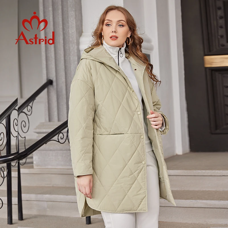 Imagem -02 - Astrid-parka Acolchoada Casual com Capuz Solto Feminino Jaqueta Quente Cabolsa Monocromático Grande Outono Inverno Novo 2023