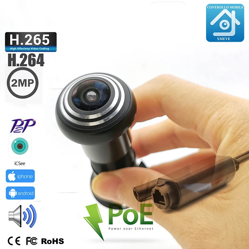 

HD 1080P Fisheye Peephole POE IP Camera Mini Door Eye Hole Camera P2P Network Surveillance Ipc Webcam Security XMEYE ICSEE