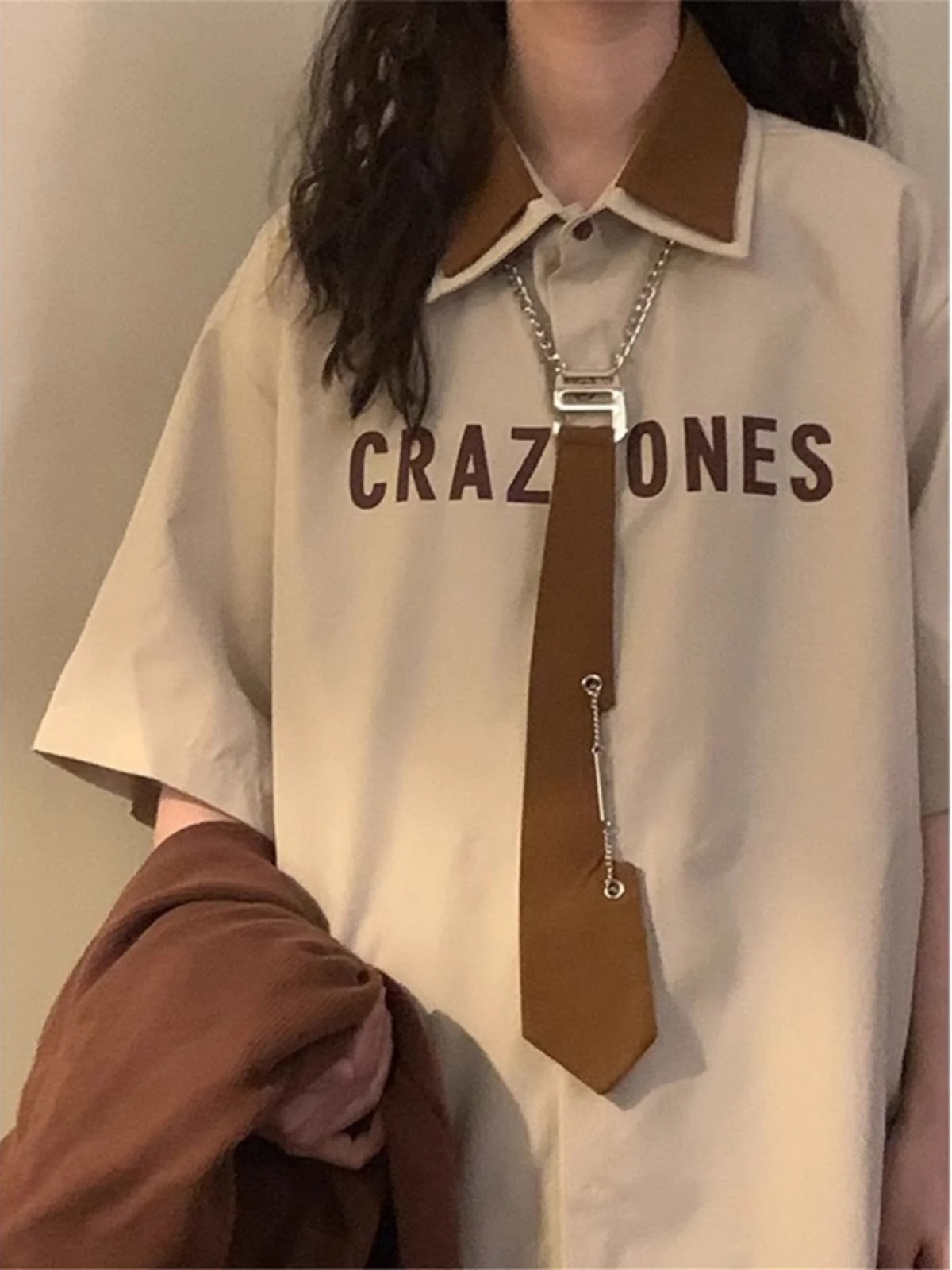 

Large Size Men's irt Summer Casual Loose Fit ort Sve Tie-Cuff Couple's irt American Sle Youth Trend Decorative Pat...