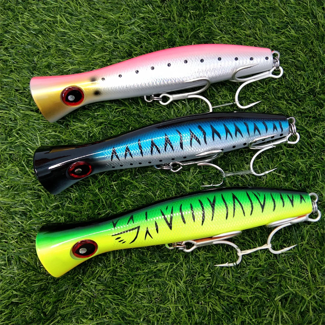 NOEBY 3PCS 200mm/116g Big Game Popper Lure Top Water Wobbler Artificial Bait Saltwater Fishing Equipment for Sea Bass Tuna