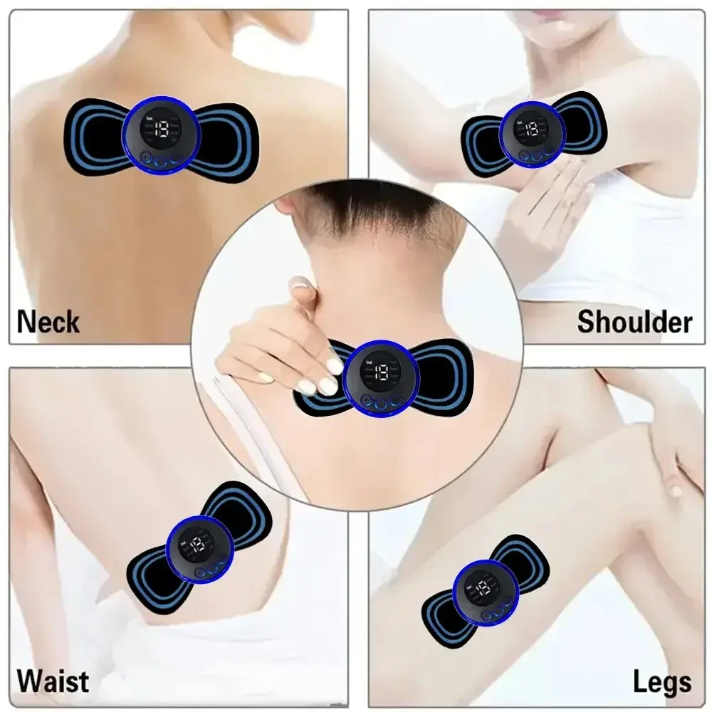 Lcd Display Ems Nek Massage Elektrische Massager Cervicale Nek Rug Patch 8 Mode Puls Spierstimulator Draagbare Verlichting Pijn