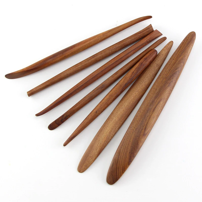 7 Mahogany Clay Tools Sculpture Hand-made Finely Carved Colored Oil Mud Soft Clay Pottery Tool Color Mud Clay Knife