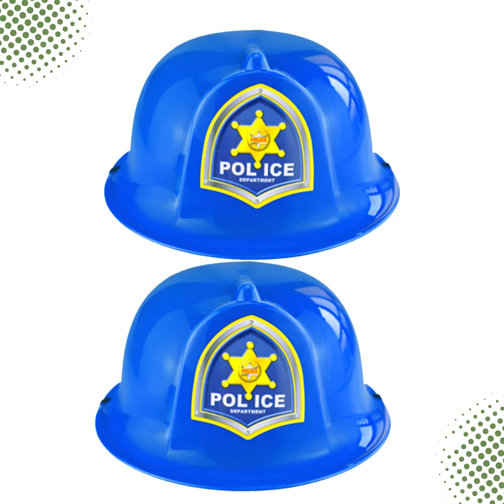 2 Pcs Toddler Kids Role-play Hats Construction Hard for Safety Toy Simulation Police Cap Gift Blue Baby Work