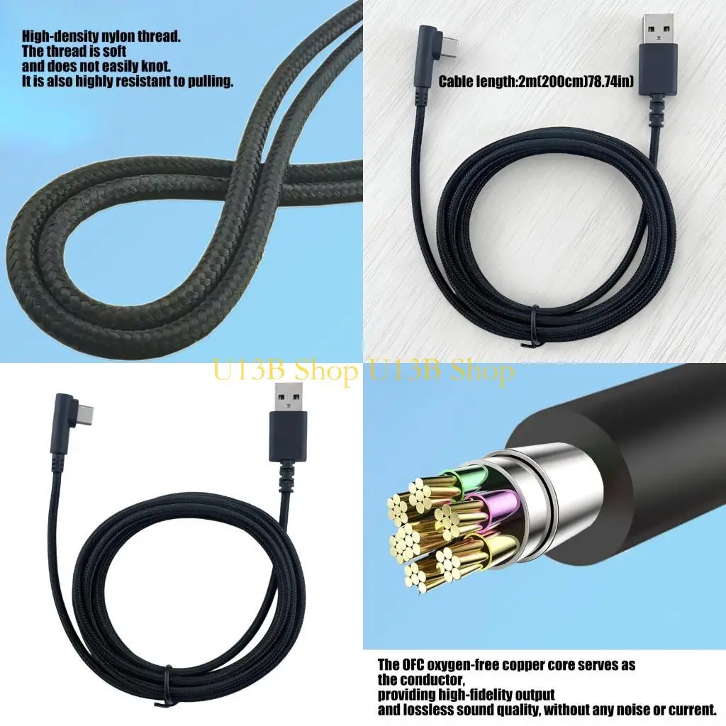 U13B Fast Charging Wire Drawing Tablet Cable for Graphics Tablets 2 Meter Length