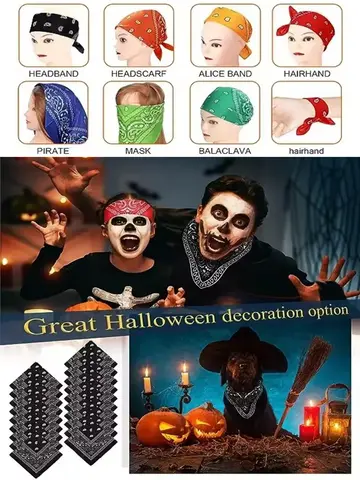 Men's and Women's Hip Hop Headbands Fashion Silk Scarves Hairbands Western Cowboy Sports Headwear Wrist Hair Accessories