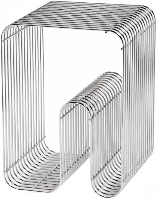 Modern Metal Magazine Rack, home decor accent，Silver Wire Book Organizer, Linear side table , Decorative Storage Display Shelf f