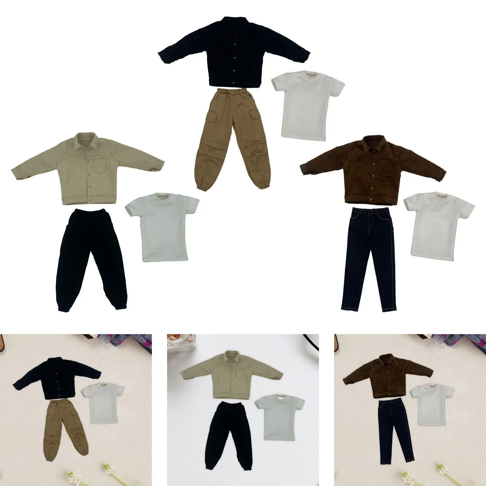 

1:6 Action Figure Clothes Miniature Clothing suits Dress up Mini Doll Clothes Jacket Pants T-shirt for 12" Male Figures Dolls