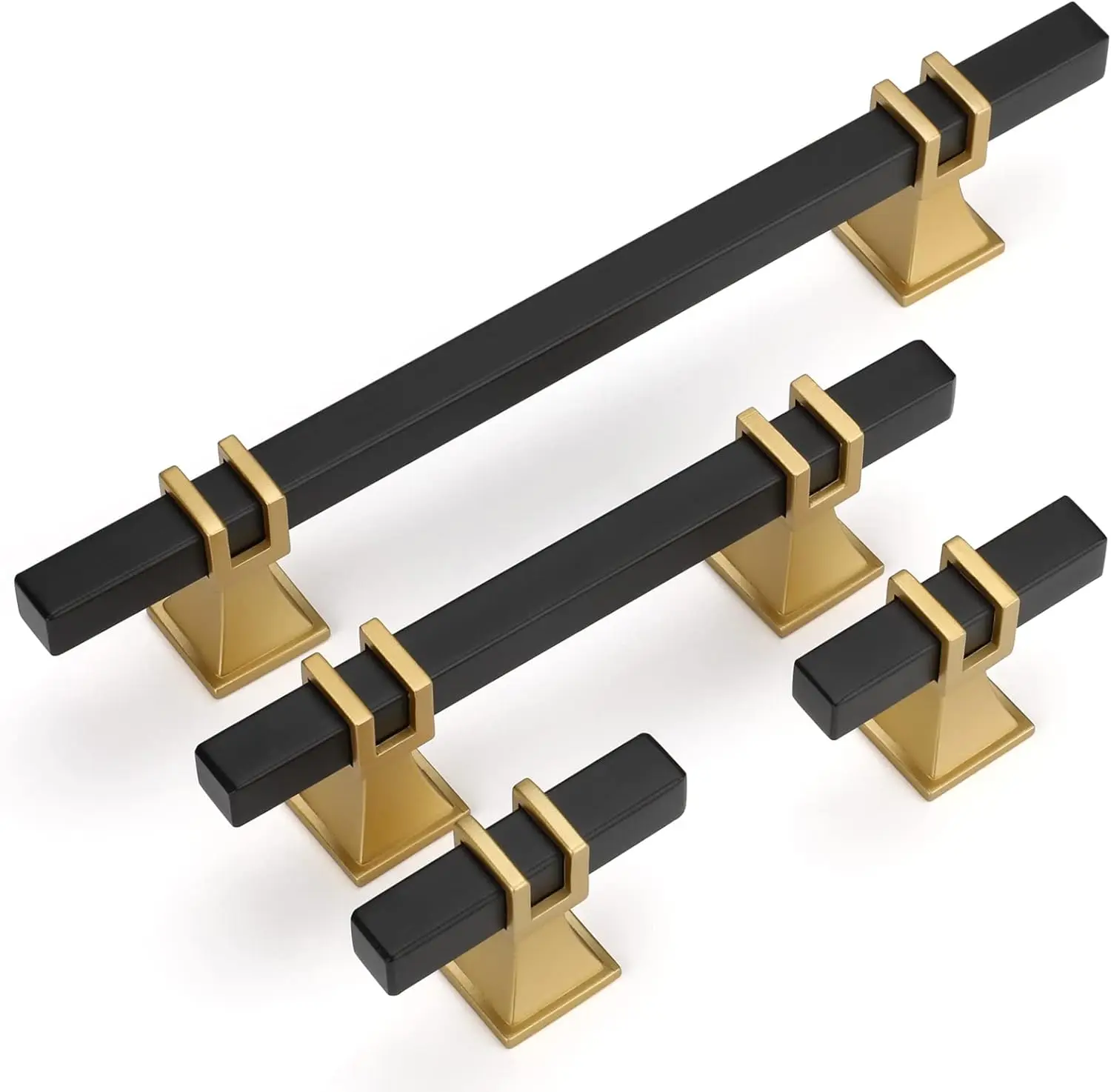 

Cabinet Handles Black and Gold Cabinet Pulls Brushed Brass Drawer Pulls Hardware for Kitchen, Gold Rustic Square Pulls