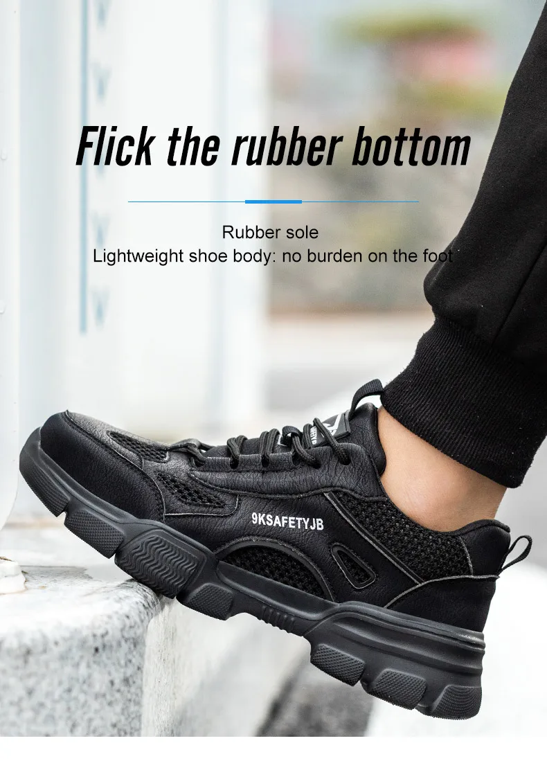 Arbeits schuhe hohl atmungsaktiv Stahl Zehen stiefel leichte Sicherheits arbeits schuhe rutsch fest für Männer Frauen männliche Arbeit Sneaker – Detail 14
