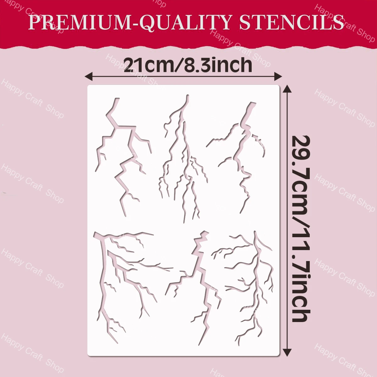2pcs Reusable Stencil for Lightning Strikes Measuring, Large Lightning Bolt Stencil Ideal for Painting with Brushes And Creating