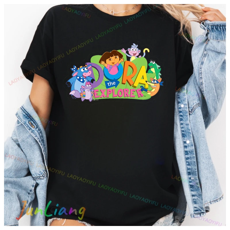 مضحك دورا المستكشف للجنسين بلايز رجل الملابس تي شيرت الجرافيك Y2k أفضل الرجال النساء عدد حفلة عيد ميلاد 100% القطن 90s قميص #6