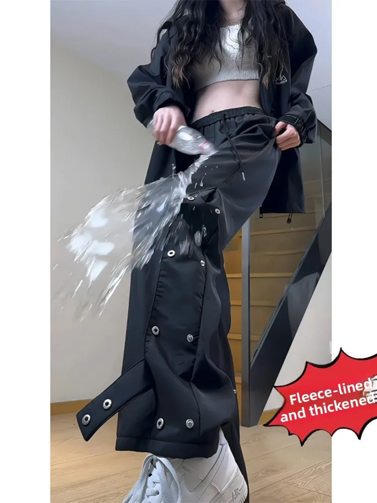 

Американские зимние брюки для активного отдыха с флисовой подкладкой, водонепроницаемые, для катания на лыжах, рабочие, на пуговицах, морозостойкие, повседневные, для мужчин