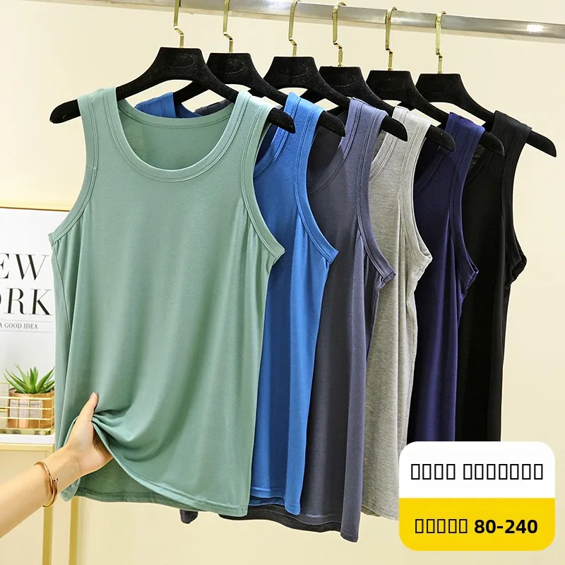 

Modal Men's round Ne Vest Summer Thin Sweatirt Casual Loose Svel Top plus Size Comfortable Underwear Base Layer irt