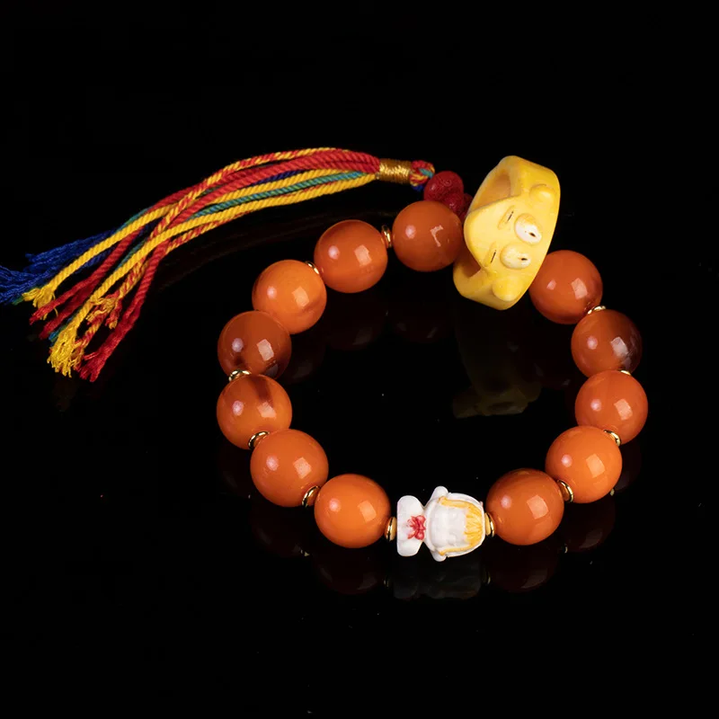 Shell Bracelet, Golden Armor Mountain Turtle Prayer Beads, DIY 108-piece Set with Deer Antler Charms, Unisex Bra