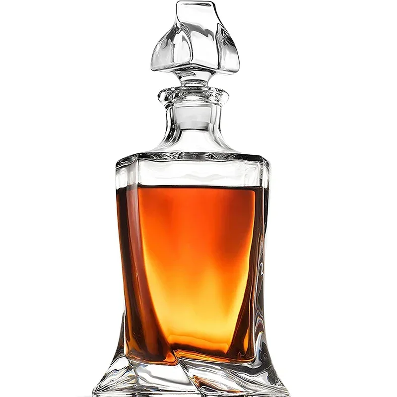 

Hellodream-Luxury Crystal Glass Whiskey Decanter, Lead-Free Whiskey Liquor for Alcohol, Bourbon, Scotch 27.05 oz