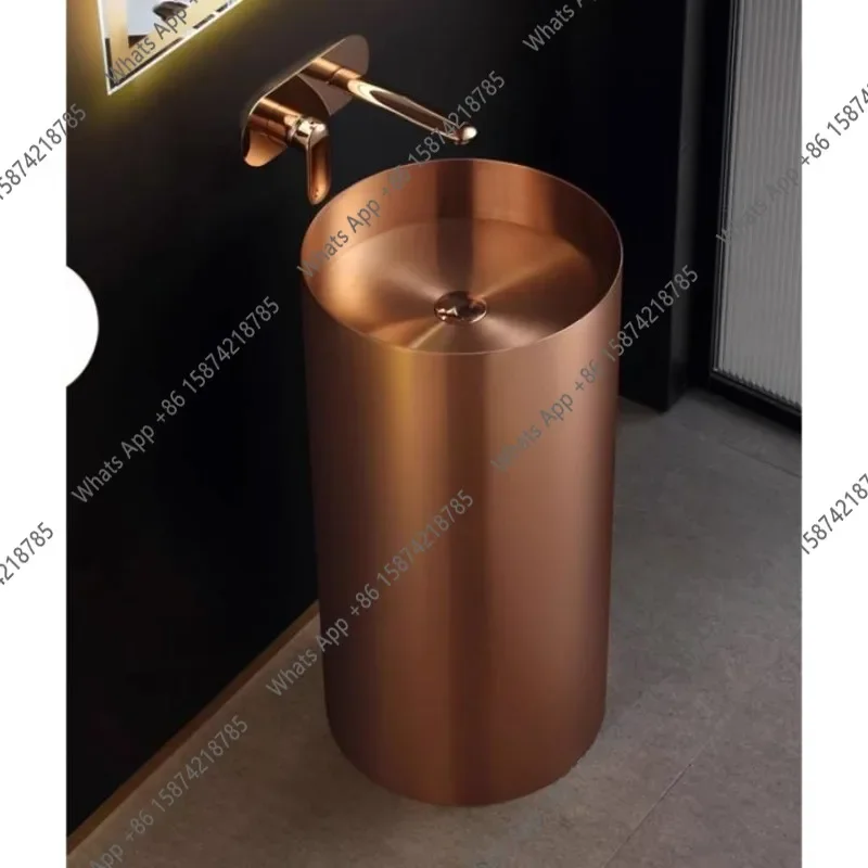 X5 Inlet Pipe Light Luxury Bathroom Basin 80*40CM Stainless Steel Wash Basin Floor-standing+Faucet+Copper Drain+Drain Pipe+70CM
