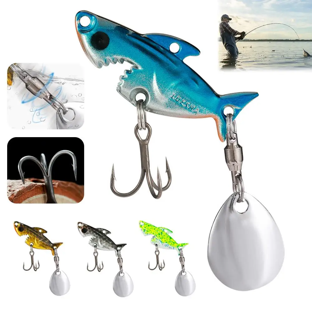 1pcs Shark VIB Lure With Hook Sequin For Spoon Sea Fishing Jig Lure Artificial Bait Fishing Tackle Accessories L0U3