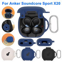 Silicone Case Cover with Carabiner Protective Skin Case Shockproof Earbuds Case Cover Anti-Scratch for Anker SoundCore Sport X20