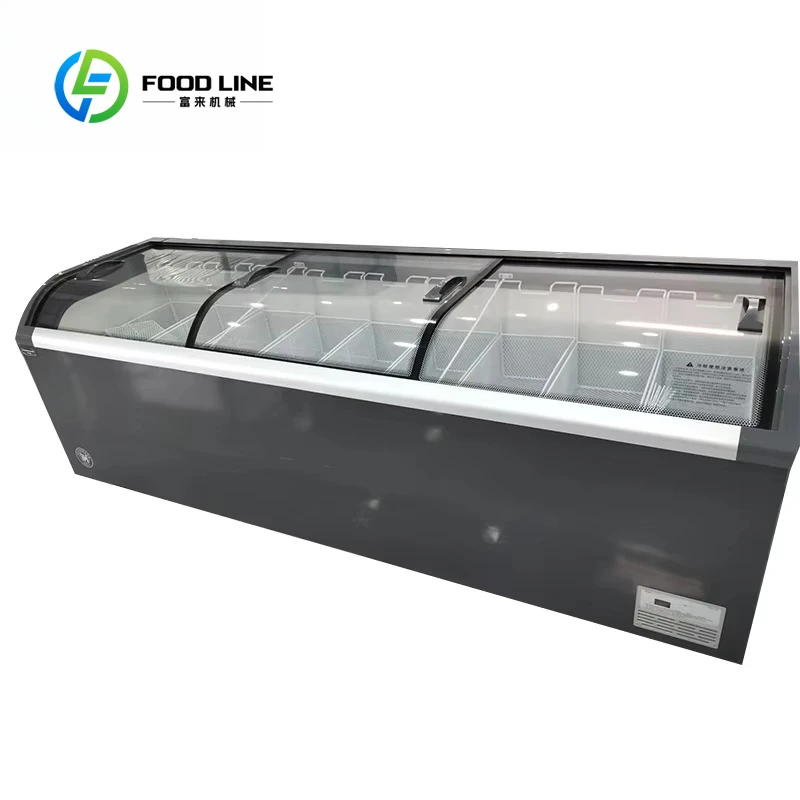 Customized size Supermarket large capacity horizontal freezer seafood freezer convenience store display case