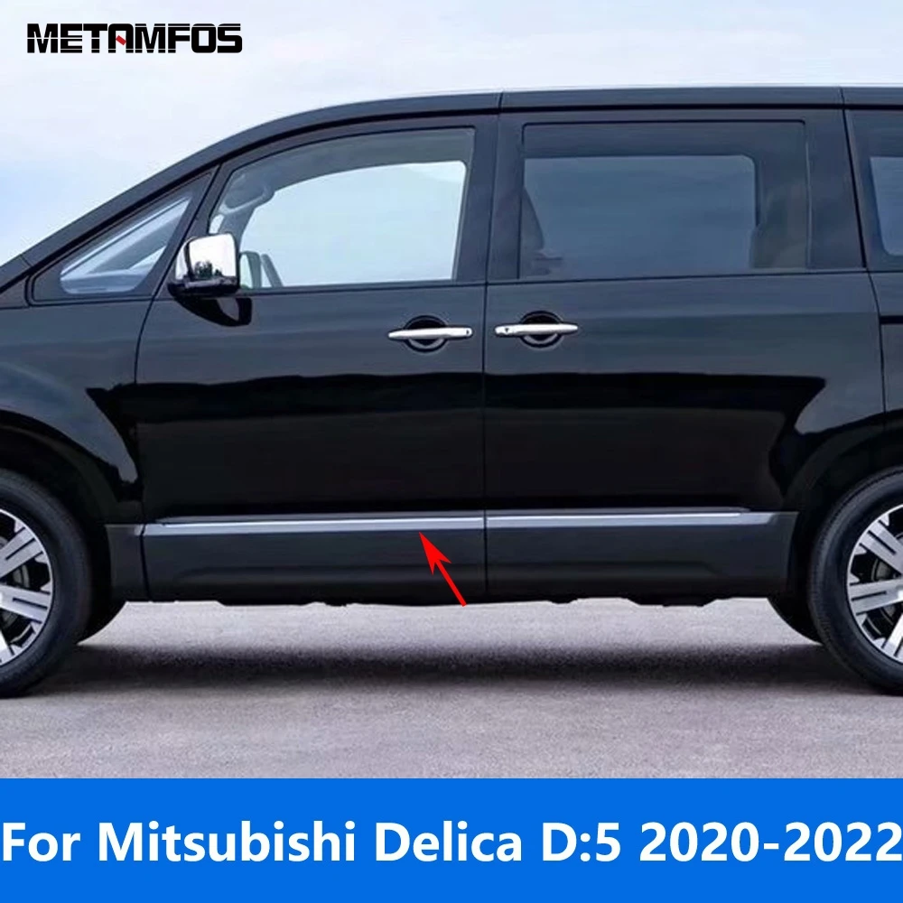 For Mitsubishi Delica D:5 2019 2020 2021 2022 Chrome Door Side Line Strip Body Skirt Molding Trim Exterior Car Accessories