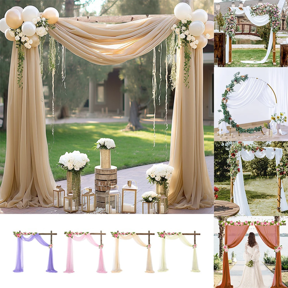 White Drape Wedding Arch Draping Chiffon Fabric Drape Drapery Sheer Backdrop Reception Party Supplies Hanging Decoratio Curtain