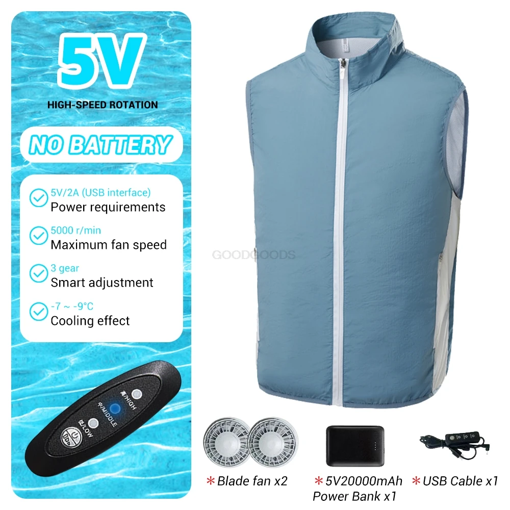 

Summer Cooling Fan Vest Wrinkle-resistant Air-conditioned Clothing Suit USB Charging 3 Speed Air Conditioning Clothes Cooling