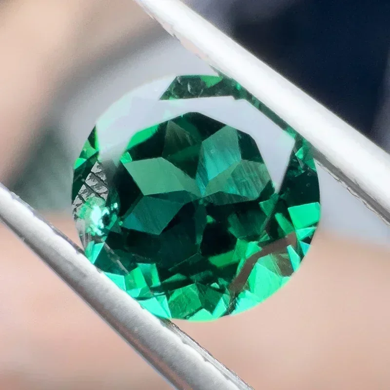 Top Lab Grown Zambian Emeralds Selectable AGL Certificate Hydrothermal Round Shape Hand Cutting with Cracks Inclusions Inside