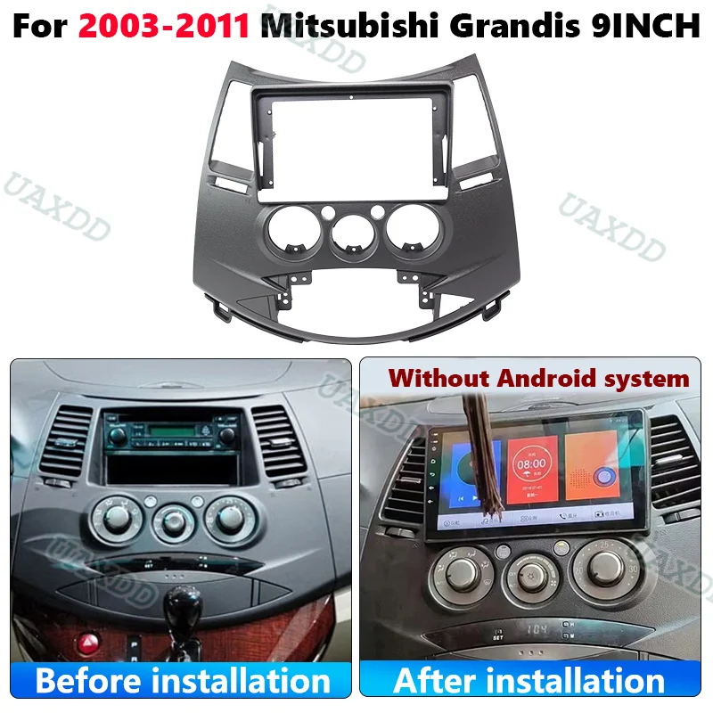 Car DVD Radio Android Stereo Dashboard Screen Video Player Harnes FOR 2006 MITSUBISHI GRANDIS 9INCH MANUAL AC Cable Frame Caubus