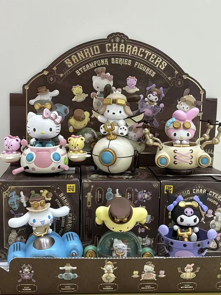 Anime Sanrio Blind Box Family Steampunk Series Anime Figure Kawaii Kuromi Decor Mystery Box Guess Bag Girl Surprise Gift Toys