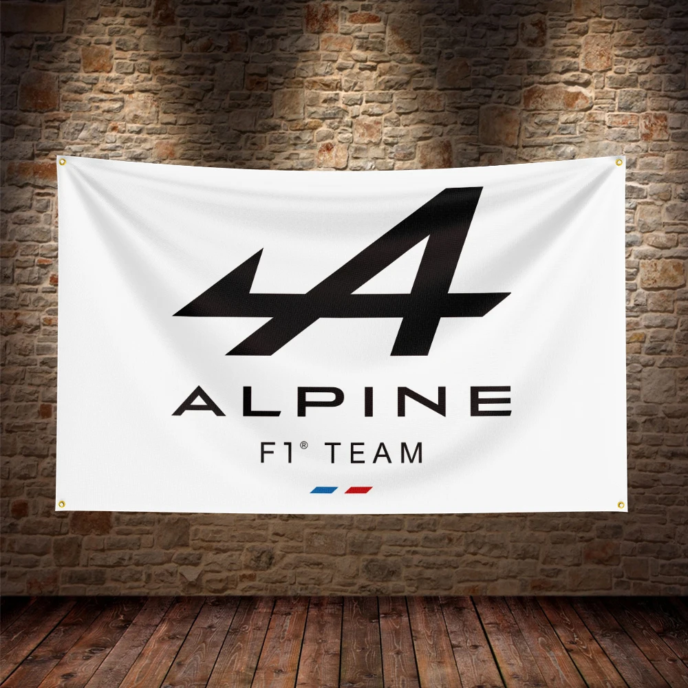 3x5 Ft Alpine Racing Flag Polyester Printed Cars Banner Flags for Garage Decor