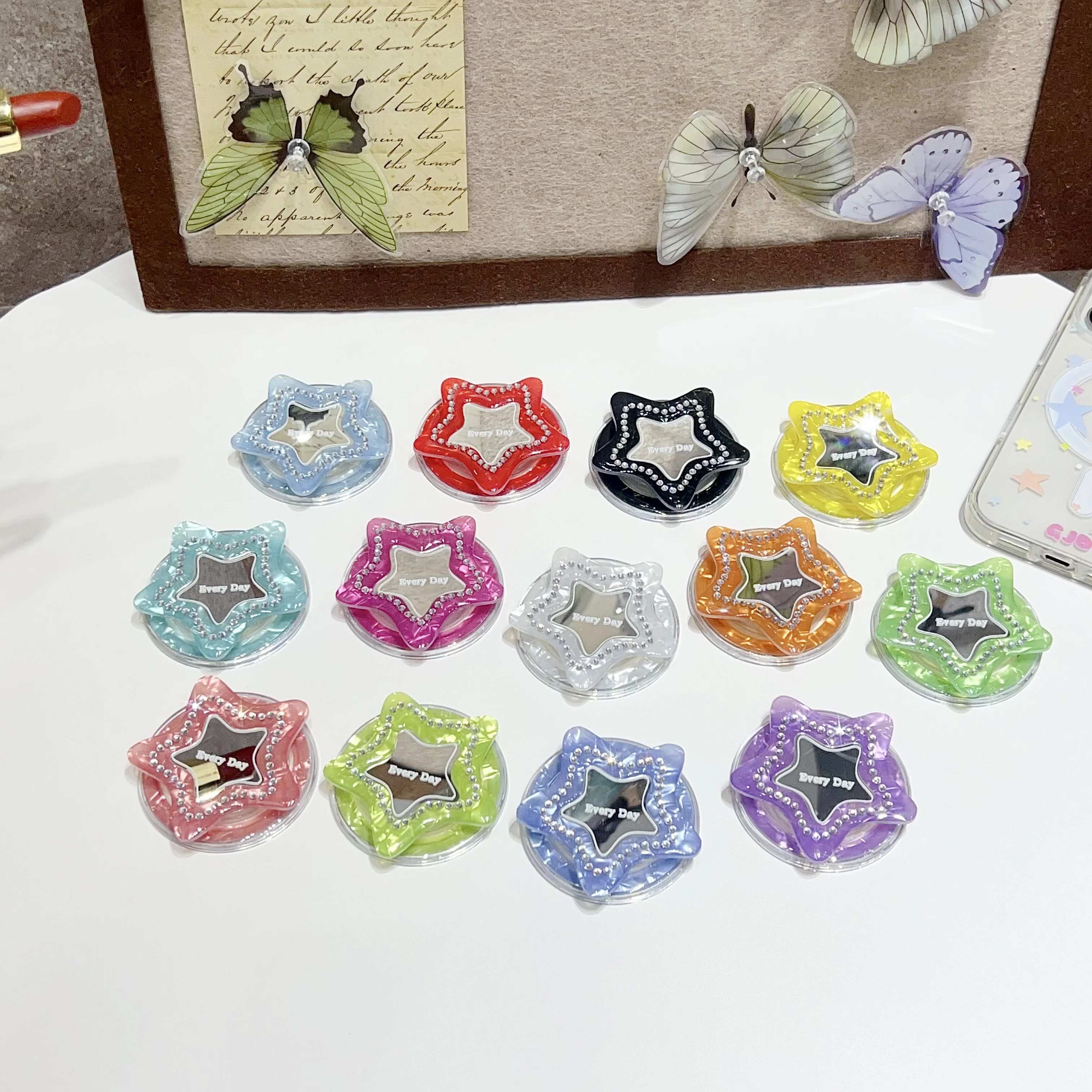 Coreano y2k bonito dos desenhos animados espelho superfície estrela suporte magnético aperto tok griptok suporte do telefone magsafe suporte inteligente tok