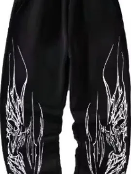 

Street Sle Punk Visual Design Cuffed Subculture Pants ex Spring Autumn Trendy Hip Hop Loose Fit Long Sve Polyester
