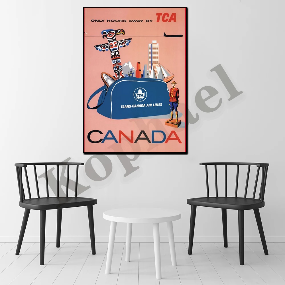 Canada Abstract Airline Retro Travel Poster Print
