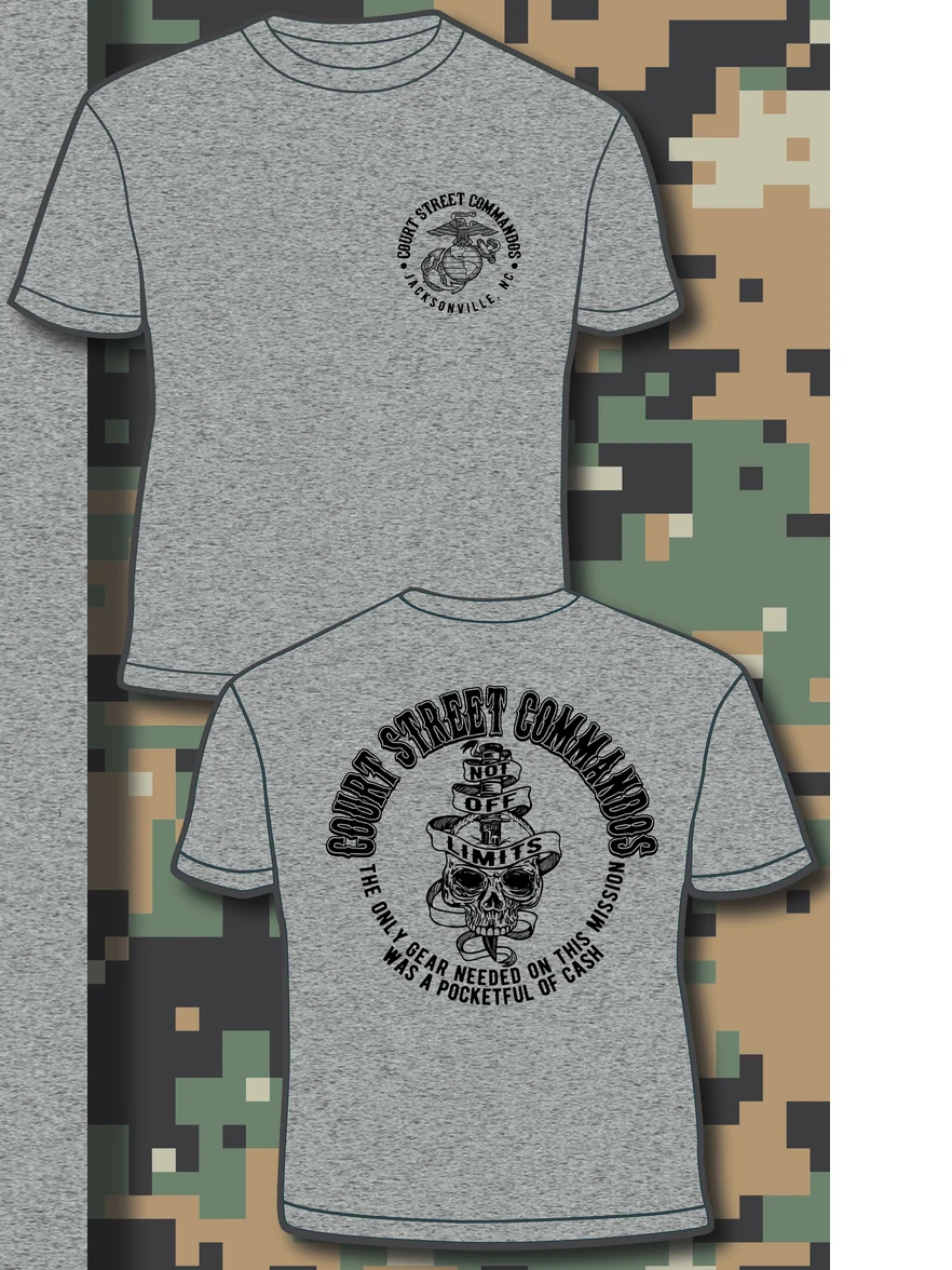 Jacksonville, NC. US Marine Corps Court Street Commando T Shirt. Short Sleeve 100% Cotton Casual T-shirts Loose Top Size S-3XL