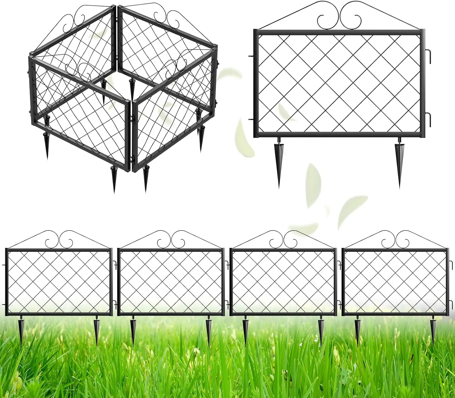 

Decorative Metal Garden Fence Pack of 4, 26" H x 97.5" L for Outdoor Yard Decor