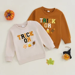 2024-07-11 Lioraitiin Baby Girl Halloween Sweatshirt Letter Embroidery Long Sleeve Pullovers Autumn Tops for Toddler Clothes