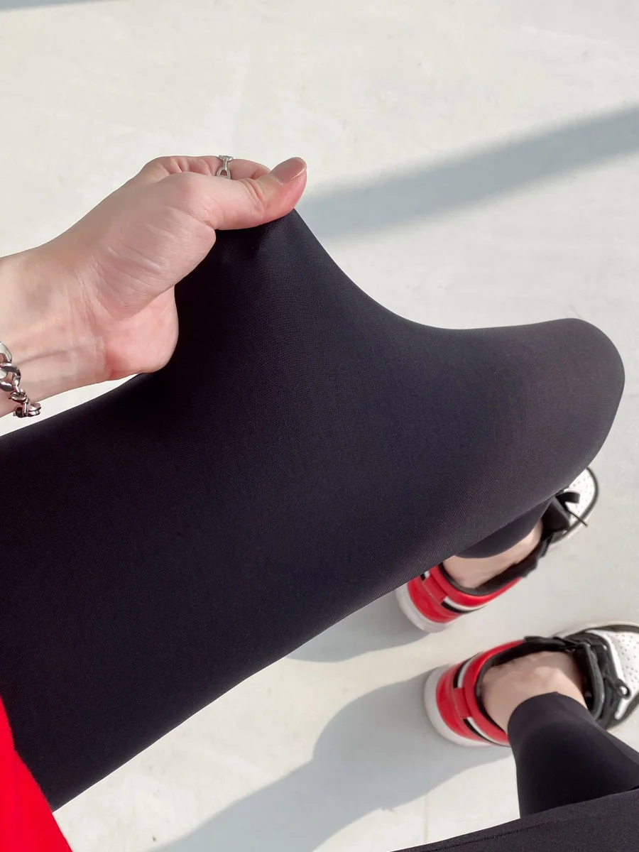 ارتفاع الخصر الحرير الجليد arkskin اليوغا السراويل رقيقة الصيف Fitn المرأة ملابس خارجية سبعة أرباع السراويل الضيقة مزيج النايلون دنة