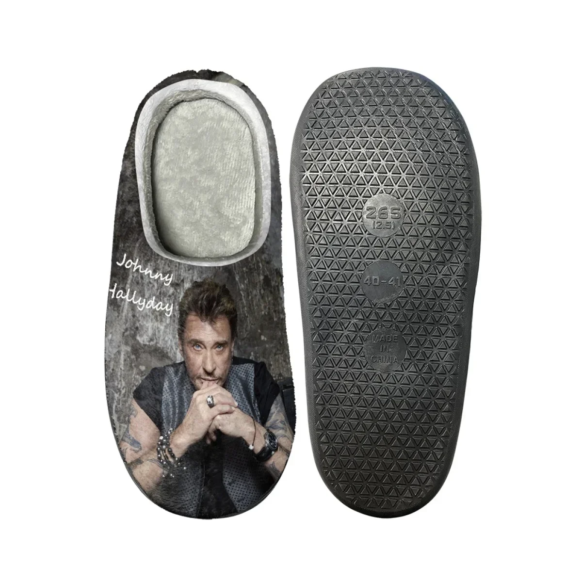 Polyester Cotton Slippers Women Men Home Shoes Simple Non-slip Slides Singer IndoorSinger Johnny Hallyday Footwear Custom Made view 3